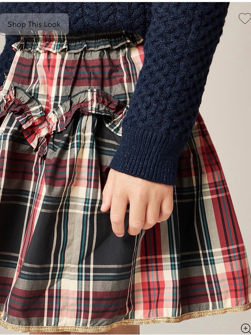 Crewcuts Girls Plaid Skirt in holiday plaid Red, Cream